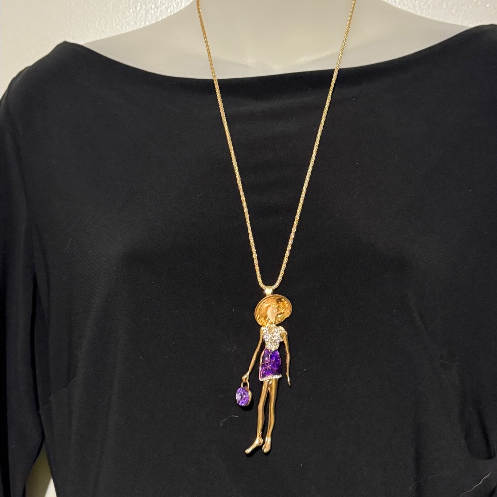 NWT Betsey Johnson Gold and Purple Fashion Femme Necklace